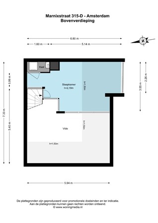 Plattegrond - Marnixstraat 315D, 1016 TB Amsterdam - Marnixstraat 315-D - Amsterdam - Bovenverdieping - 2D.jpg